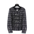 Chanel 14P Black and White Grid Jacket with Buttons - FR42