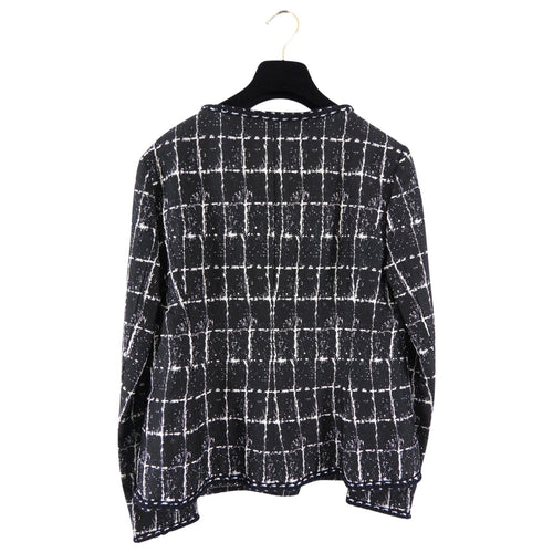 Chanel 14P Black and White Grid Jacket with Buttons - FR42