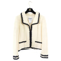 Chanel 06A Ivory Quilted Tweed Jacket with Black Trim - FR42 / M / 6/8