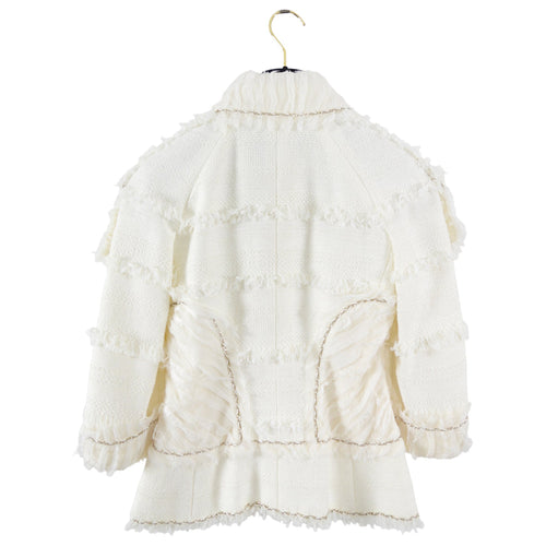 Chanel 08P Ivory Tweed Chain Trim Jacket - FR38 / S