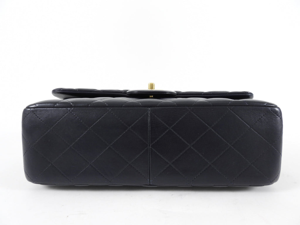 Chanel Midnight Navy Lambskin Jumbo Classic Double Flap Bag GHW