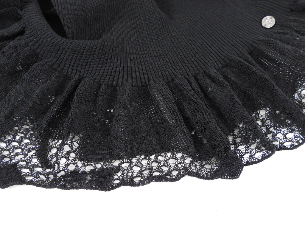 Chanel 06P Black Rib Knit Top with Lace Hem - FR42 (8/10)