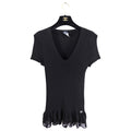 Chanel 06P Black Rib Knit Top with Lace Hem - FR42 (8/10)