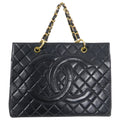 Chanel Vintage 1990's Large Lambskin Quilted CC Logo Tote Bag