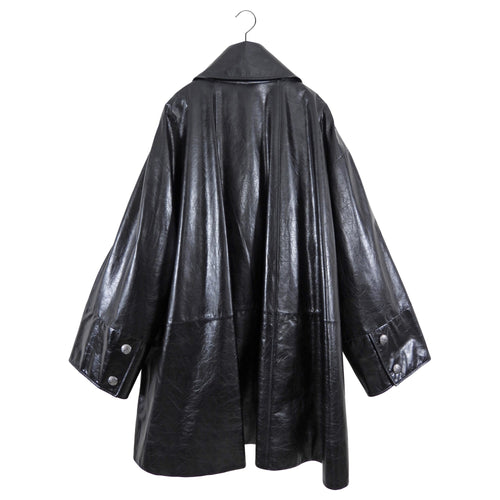 Chanel 14K Black Leather Flare Coat - FR38  (USA M)
