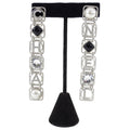Chanel 20S Long Silver Crystal Logo Link Earrings
