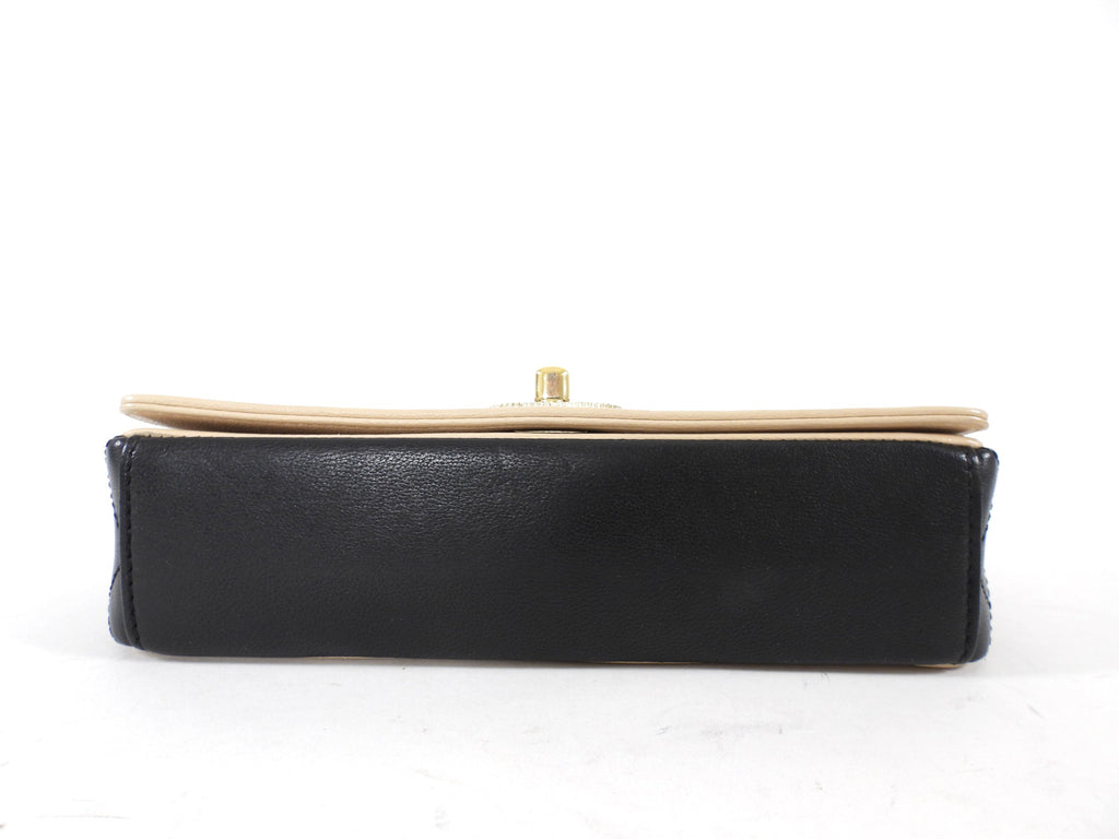 Chanel Mademoiselle Vintage Beige and Black Small Full Flap Bag