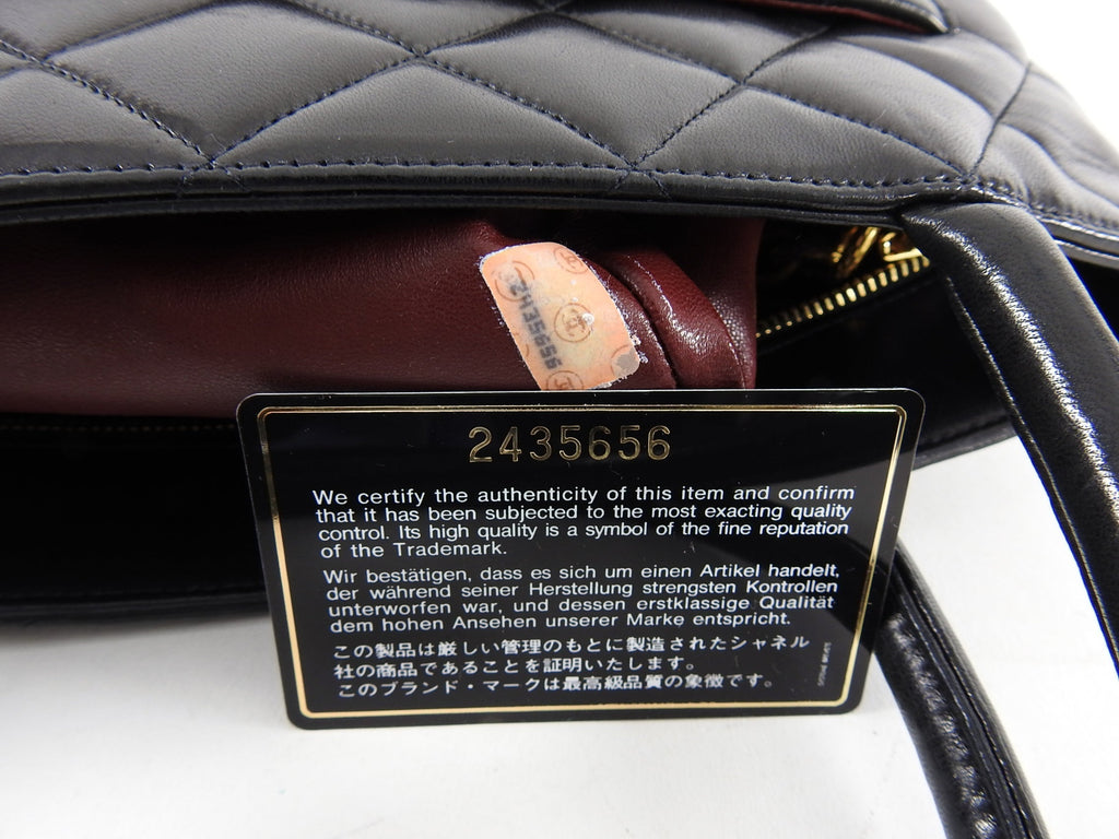 Chanel 1991 Vintage Black Lambskin CC Medallion Tote Bag