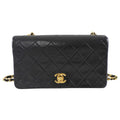 Chanel Vintage 1989 Mini Black Lambskin Quilted Full Flap Bag