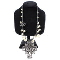Chanel 10C Pearl and Crystal Grey CC Cross Necklace