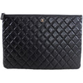 Chanel Black Quilted Lambskin Timeless Large O Case Pouch