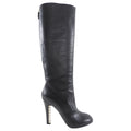 Chanel 2013 Pearl Heel Tall Zip Back Black Leather Boot - 38.5 / 8