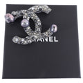 Chanel 17B Crystal Strass Faux Pearl Grey CC Brooch