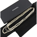 Chanel 14B Triple Pearl Multi Strand Jewelled CC Necklace
