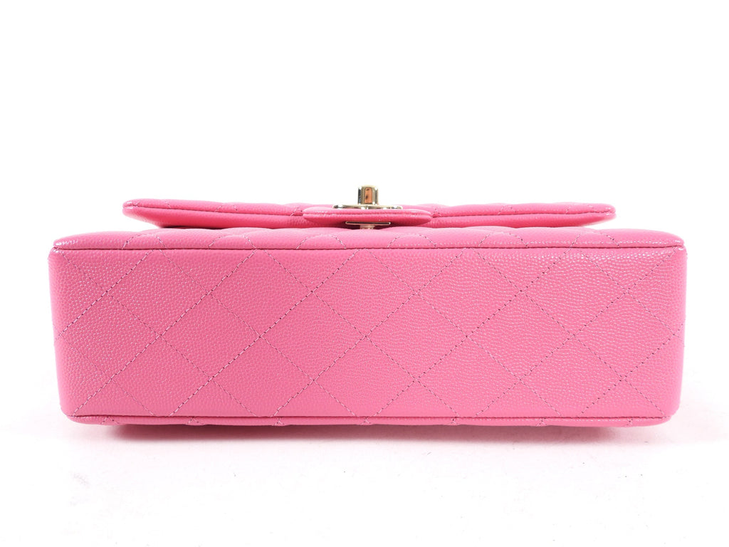 Chanel 2021 Small Pink Caviar Double Classic Flap Bag GHW