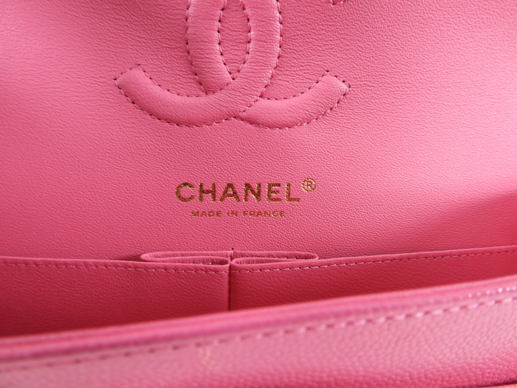 Chanel 2021 Small Pink Caviar Double Classic Flap Bag GHW