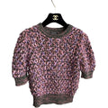 Chanel 2015 Pink and Green Textured Knit Short Sleeve Pullover - FR36 / 4