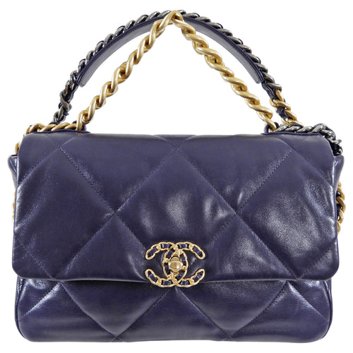 Chanel 19 Large Purple Quilted Leather Flap Bag
