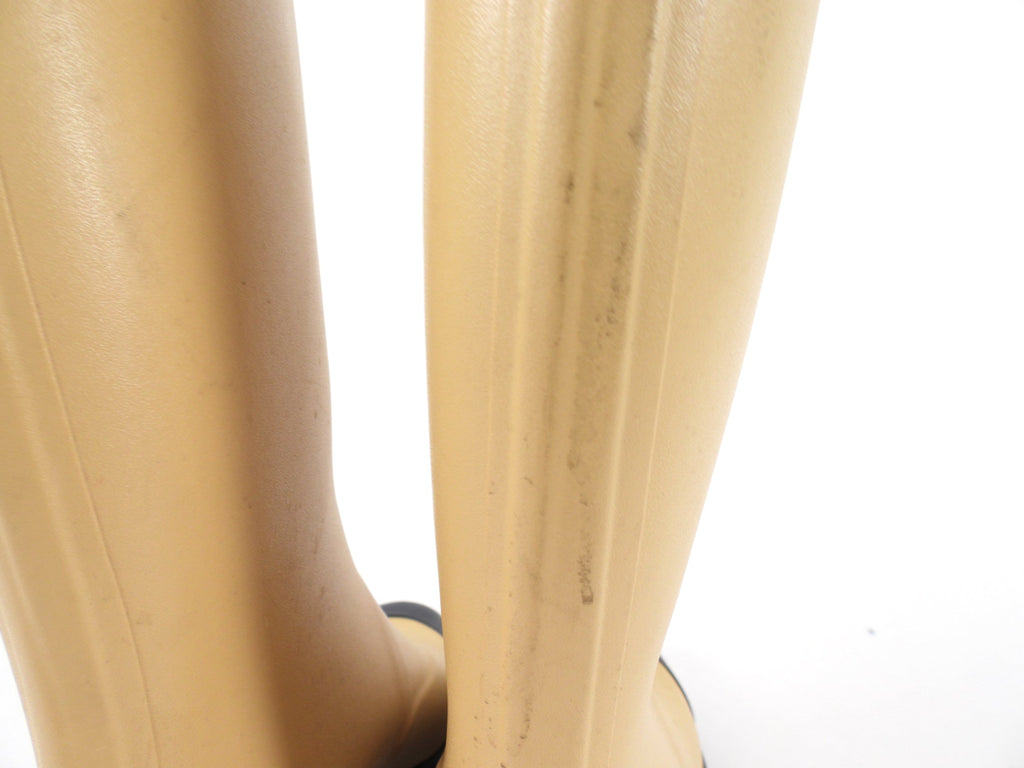 Chanel Beige and Black Tall Rubber Two-Tone Logo Rainboot - 37 / 6.5