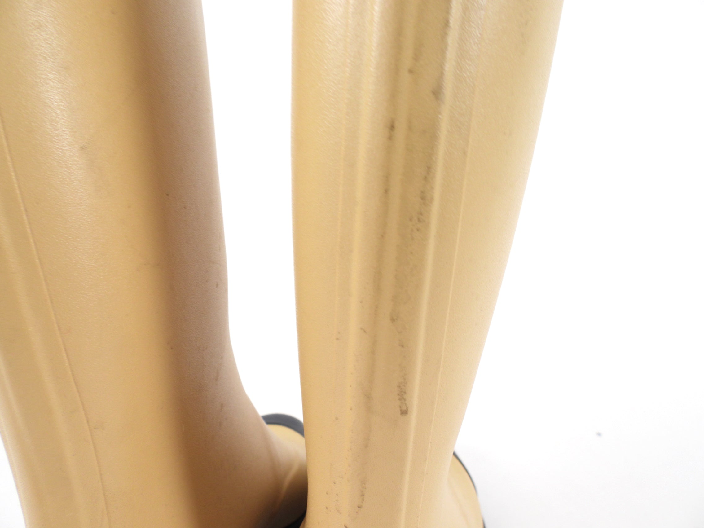 Chanel Beige and Black Tall Rubber Two-Tone Logo Rainboot - 37 / 6.5