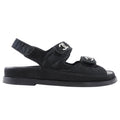 Chanel Black Fabric Quilted Crystal Strass CC Logo Dad Sandals - 35.5 / 6.5