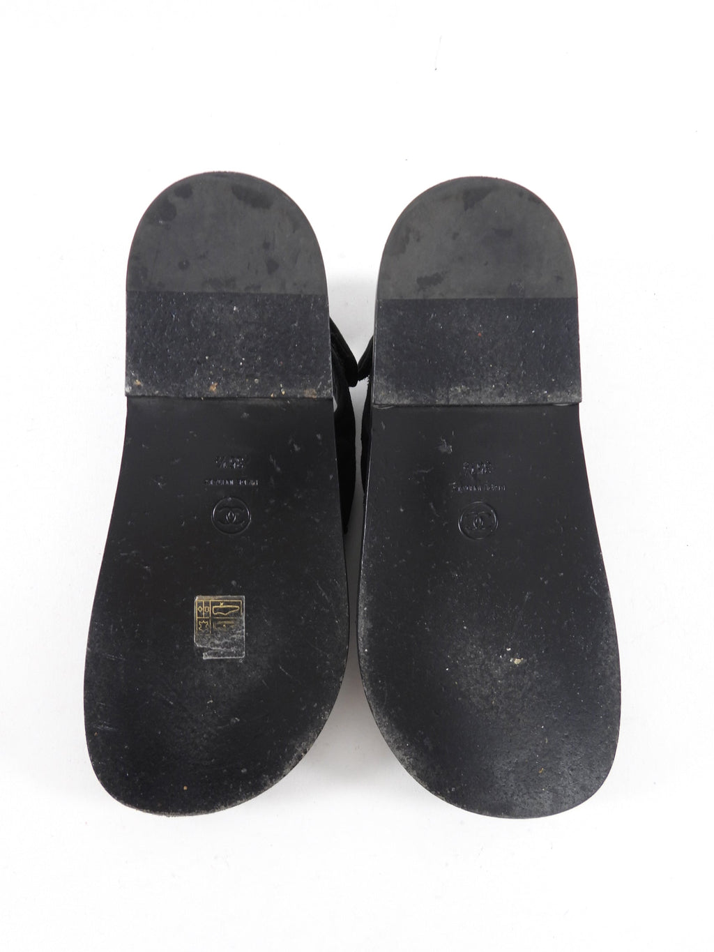 Chanel Black Fabric Quilted Crystal Strass CC Logo Dad Sandals - 35.5 / 6.5