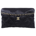 Chanel 2022 Black Satin Ribbon Clutch / Tote Bag