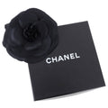 Chanel Vintage 1990’s Extra Large Black Silk Camelia Flower Pin