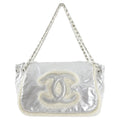 Chanel XL Silver Polar Flap CC Logo Flap Shoulder Bag