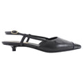 Chanel 22K Black Leather Cap Toe Slingback Kitten Heels - 36.5C