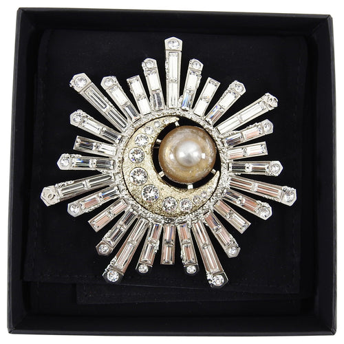 Chanel 17K Large Crystal Starburst Moon Comet Statement Pin
