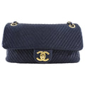 Chanel Surpique Chevron Navy Quilted Small Flap Bag