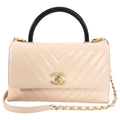 Chanel Light Nude Chevron and Lizard Coco Top Handle Bag
