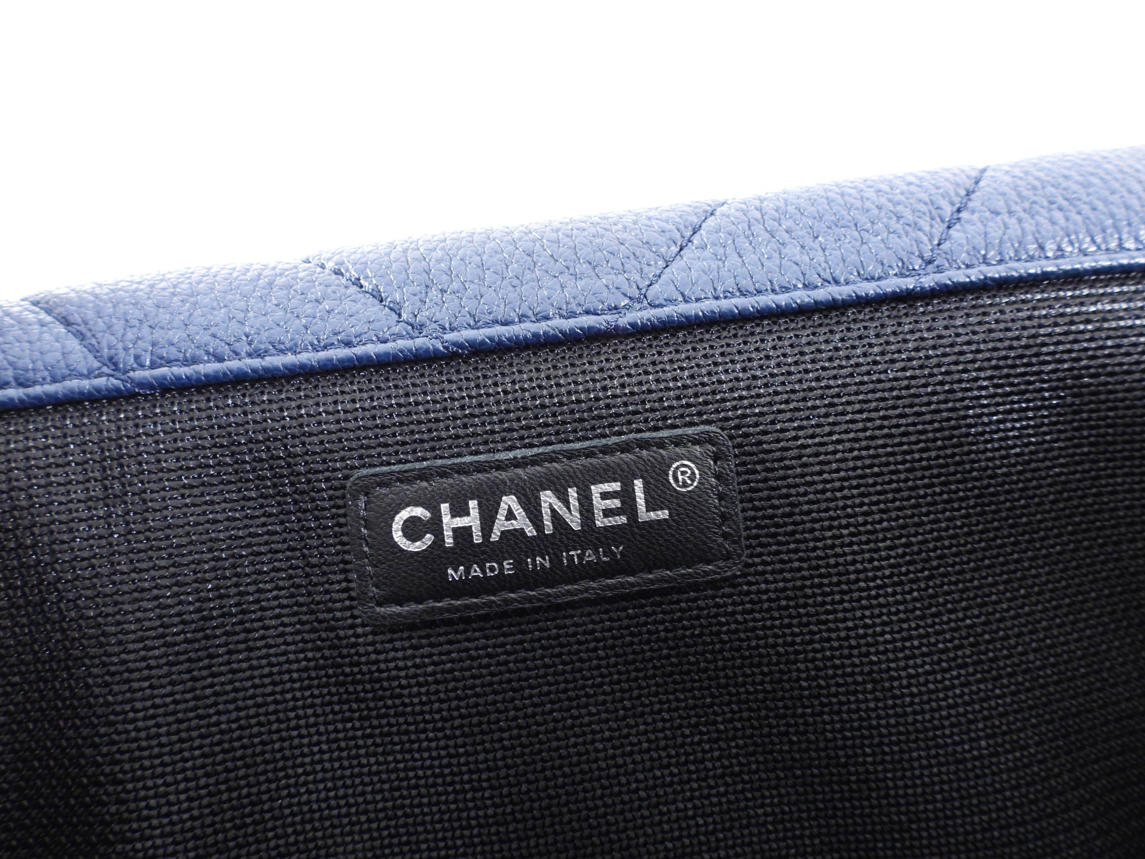 Chanel Navy Blue Chevron Quilted XXL Travel Flap Bag