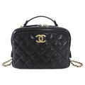 Chanel Black Lambskin Leather Extra Pocket Vanity Chain Bag