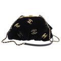 Chanel Black Velvet CC Shoulder Bag / Pouch