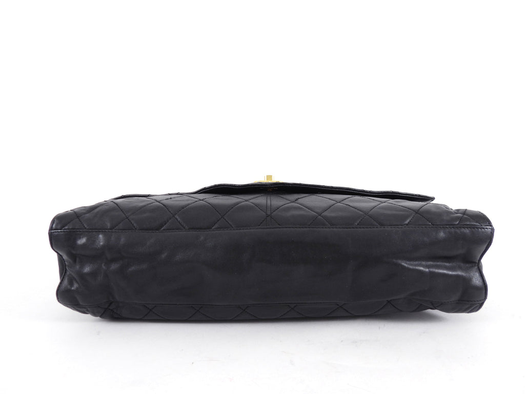 Chanel Black Quilted Leather Vintage Two Way Envelope Flap Chain Bag