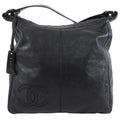 Chanel Vintage 1997 Black Leather CC Small Hobo Shoulder Bag
