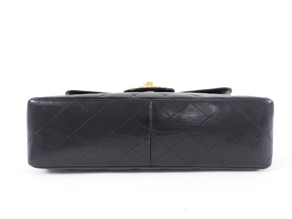 Chanel Vintage 1997 Black Lambskin Leather Jumbo CC Flap Bag