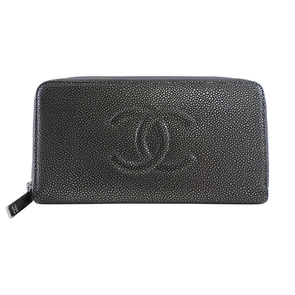 Chanel Timeless Classic CC Continental Zippy Wallet Pewter