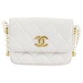 Chanel Ivory White About Pearls Mini  Holder on Strap