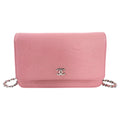 Chanel Light Pink Camelia Embossed Classic Wallet on Chain Bag