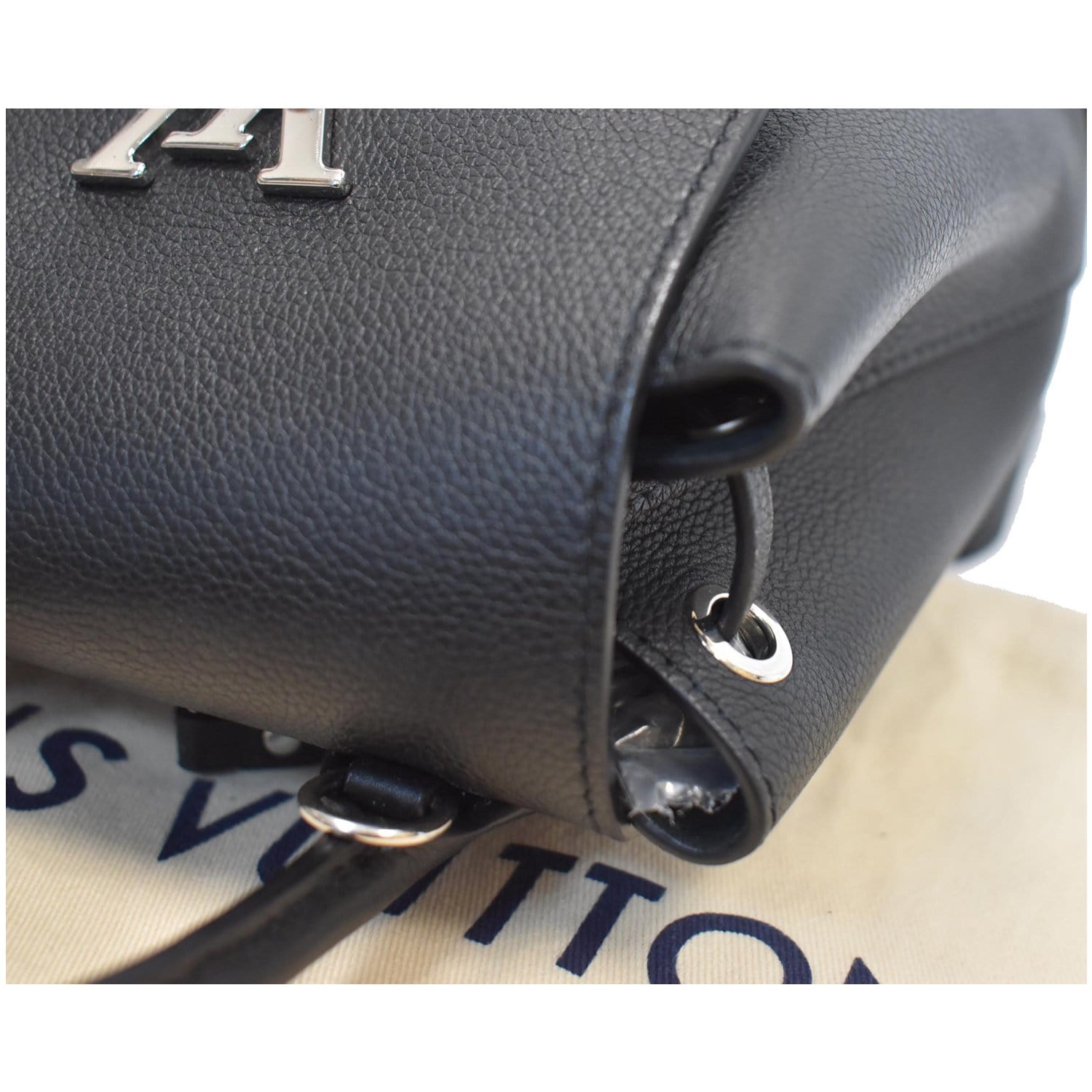 LOUIS VUITTON Lockme Calfskin Leather Backpack Bag Black