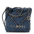 Denim Stitched Quilted Mini Chanel 22 Blue