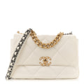 Goatskin Quilted Large Chanel 19 Flap White