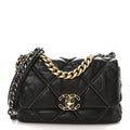 Lambskin Chain Quilted Medium Chanel 19 Flap Black