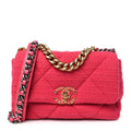 Tweed Quilted Medium Chanel 19 Flap Raspberry