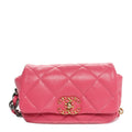 Lambskin Quilted Chanel 19 Waist Bag Pink