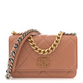 Lambskin Quilted Chanel 19 Wallet On Chain WOC Brown