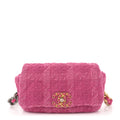 Tweed Quilted Chanel 19 Waist Bag Pink